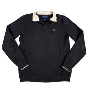 Marc Asher 1/4 Zip Black & Tan Pullover Sweater Sz Small